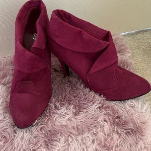 Pink suede booties